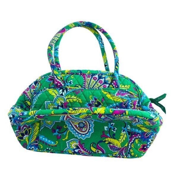 Vera Bradley Paisley Print Quilted Handbag - 12" x 6" - Green & Blue - Picture 3 of 8